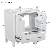 ZUN 30" White Bathroom Vanity Single Sink, Combo Cabinet Undermount Sink, Bathroom Storage Cabinet WF324043AAK