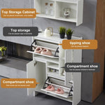 ZUN 31"Multi-Functional Shoe Cabinet with Wall Cabinet, Narrow Shoe Rack Storage Organizer with 2 Flip W2948P245249