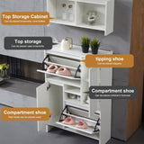 ZUN 31"Multi-Functional Shoe Cabinet with Wall Cabinet, Narrow Shoe Rack Storage Organizer with 2 Flip W2948P245249