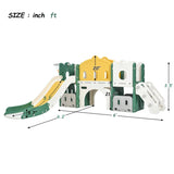 ZUN Kids Slide Playset Structure, Castle Climber with Slide and Basketball Hoop, Toy Storage Organizer 49067753