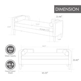 65.35"Wide Corduroy Storage Soft Bench with Armrests, Backrest and Two bolster Pillows for Living 45014415