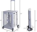 ZUN 55L Foldable Rolling Cart with Wheels, Portable Updated Utility Tools with Lid Rolling Crate w/ W2181P162555