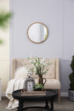 ZUN 20" x 20" Circle Wall Mirror with Wooden Frame, Wall Mirror for Living Room, Dining Room, Foyer, W2078124340