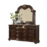 Traditional Style 11-Drawer Dresser With Metal Handle Pulls Made with Wood in Dark Walnut 808857686893