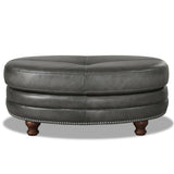Belfast Top Grain Leather Oval Ottoman B2705P211698