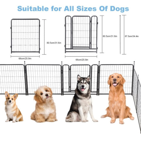 ZUN 16 Panels Dog Playpen for outdoor,yard,camping,31.6"Height dog fence with 2 doors. 00676865