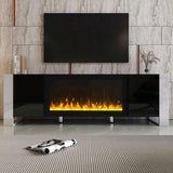 ON-TREND Modern TV Stand 34.2" Non-heating Electric Fireplace, High Gloss Entertainment Center 85586042