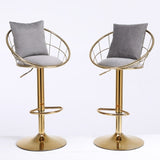 Grey velvet bar chair, pure gold plated, unique design,360 degree rotation, adjustable W117065088