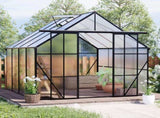 8x8 FT Double Door Polycarbonate Greenhouse Raised Base and Anchor Aluminum Heavy Duty Walk-in 52148600