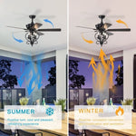 ZUN 52 inch 4 Lights Ceiling Fan with 5 Wood Blades, Two-color fan blade, AC Motor, Remote Control, W1592P162681