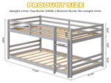 Head and foot horizontal support guardrails, gray painted finish, pine wood, Twin size children's 87451450