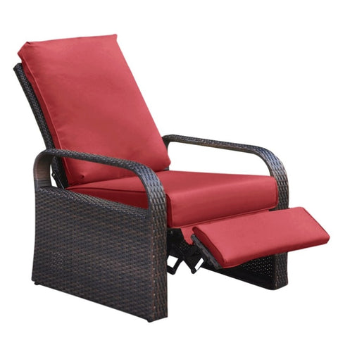 ZUN Outdoor Garden Recliner Chair, Automatic Adjustable Wicker Lounge Recliner Chair with Comfy Thicken W1889109407