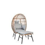 Outdoor Garden Wicker Egg And Footstool Patio Chaise, With Cushions, Outdoor Indoor Basket W2337P151815