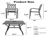 5Piece Outdoor Patio Dining Set, 4 Metal Chairs , 37.8" Square WoodGrain Metal 31405982