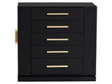 360&deg Rotating Jewelry Box with 5 Drawers - Black Cabinet & Pink Velvet Interior 91896017