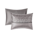 7 Piece Jacquard Comforter Set Grey/Taupe King B03596939
