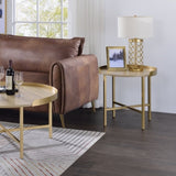 Oak and Gold End Table with Tray Top B062P181360