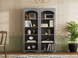 ON-TREND Free Standing 5 Tier Bookshelves, Bookcases Set of 2, Farmhouse Two-Tone Storage Cabinet N721P245734E