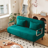 velvet Antique Green 55 Convertible Chair Bed, Tri-Fold Sofa Bed with Adjustable Backrest & Pillow, W1767P192809