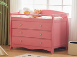 Pink painted MDF wood, three-drawer children's bed, 90.5*58*92cm, with safety belt and changing 87456893