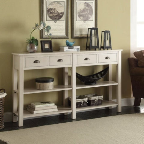 ZUN Cream 4-drawer Console Table B062P189099