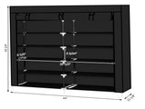 7 Tiers Portable Shoe Rack Closet Fabric Cover Shoe Storage Organizer Cabinet Black 61750685