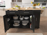 Kitchen Island with Drop Leaf, Kitchen Cart with 3 Tier Pull Out Cabinet Organizer, Internal 24787751