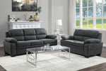 ZUN Comfortable Plush Seating Sofa 1pc Dark Gray Textured Fabric Channel Tufting Solid Wood Frame Modern B011122284