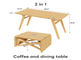 Transformer coffee table, 2 in 1 table, Expandable dining table, Natural wood, Variable height 88707819