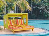 Colorful Kids Patio Lounge Chair with Cup Holders and Awning 69372296