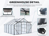 8x8 FT Double Door Polycarbonate Greenhouse Raised Base and Anchor Aluminum Heavy Duty Walk-in 52148600