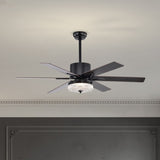 ZUN 52 Inch Indoor Modern LED Ceiling Fan with Light and Remote Control, 6 Blades , W1592123216