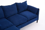 Convertible Combination Sofa Sofa L-Shaped Sofa with Footstools with Storage, Blue Sofa for Living W2012P252427