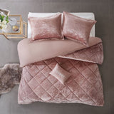 King/Cal King Velvet Duvet Cover Set with Throw Pillow B03596070