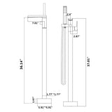 Bathroom Freestanding Waterfall Tub filler Brushed Nickel Floor Mount Faucet with Hand Shower W122453934