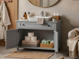 1-Drawer 2-Door Bathroom Vanity Bathroom Cabinet Washbasin Not Included 23.62*11.81*23.62in Grey 27068647
