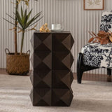 23.62"Height Three-dimensional Embossed Pattern Design Retro Side Table Retro Wooden Nightstand W757P250946