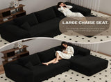Black Modular Corduroy Sectional Sofa with Chaise Lounge, All-Foam Deep Seat Couch, Soft Wide-Wale 58476253
