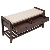 ZUN Shoe Rack with Cushioned Seat and Drawers, Multipurpose Entryway Storage Bench 55549205