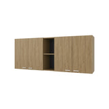 Luray Wall Cabinet kitchen in Melamine wit 4 Doors and Open Storage, Natural Oak B128P287518
