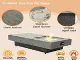 Rectangle Propane Fire Pit Table, Modern 2in1 Outdoor Firepit Table with 3Level Adjustable Height W853P553906
