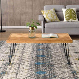 ZUN Modern Coffee Table, Easy Assembly Tea Table, Cocktail Table with w/Chevron Pattern & Metal Hairpin 82370440