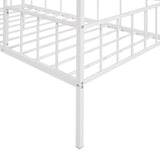 Metal House Bed Frame Twin Size with Slatted Support No Box Spring Needed White MF289091AAK