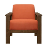 Orange Color Fabric Upholstered 1pc Accent Chair Walnut Finish Wood Durable Modern Home Furniture B011P256311