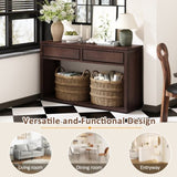55" Console, Rustic Wooden Entryway with Storage Drawers and Open Shelf, Elegant Sofa 66076097