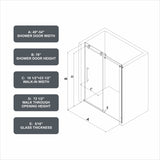 5476 Brushed frameless one fixed and one shifted Shower Door, 70MM 304 stainless steel large pulleys W2517P280926