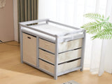 Gray painted pine wood frame children's bed with removable top, 87*53*87.5cm, includes 3 fabric 29031768