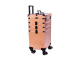4-in-1 Draw-bar Style Interchangeable Aluminum Rolling Makeup Case-Rose Gold 14821135