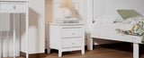 ZUN 2-Drawer Nightstand for Bedroom, Mid Century Retro Bedside Table with Classic Design,White WF308187AAK