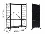 4-Tier Heavy Duty Metal Rack Foldable Shelf Organizer, Kitchen Storage Cart with Lockable Wheel 16713221